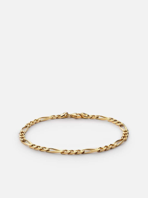 3mm Figaro Chain Bracelet, Gold Vermeil