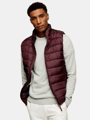 Selected Homme X Plastic Change Burgundy Recycled Puffer Gilet