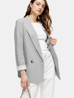 Raw Edge Jersey Double Breasted Blazer