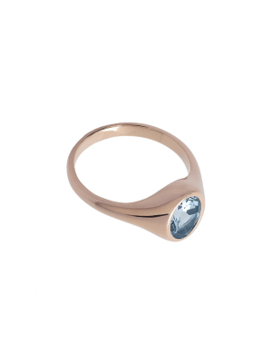 Saudade Aquamarine Signet Ring - Rose Gold