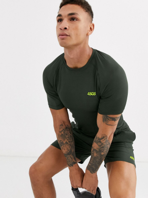 Asos 4505 Icon Muscle Training T-shirt With Quick Dry In Khaki