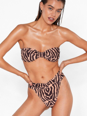 Leopard Print Brazilian Cut Bandeau Bikini Swimsuit - Two Piece Set