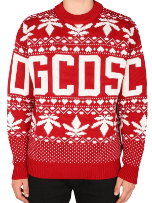 Gcds Christmas Logo Intarsia Crewneck Sweater