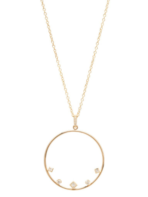 14k Mixed Diamond Circle Necklace