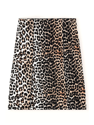 Rayon Slip Skirt In Leopard