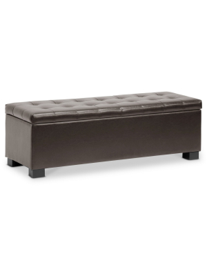 Roanoke Storage Ottoman Dark Brown - Baxton Studio