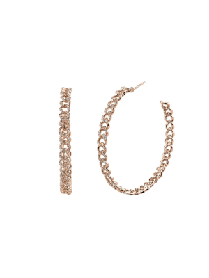 Essential Diamond Link Hoops - Rose Gold