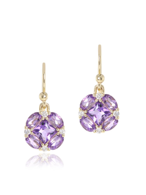 Amethyst & Diamond Quadrille Drop Earrings