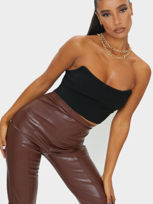 Black Bengaline Pointed Bust Top Edge Cropped...