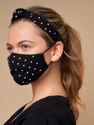 Lele Sadoughi Embellished Face Mask And Headband Set