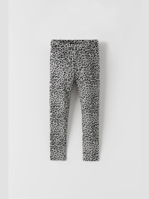 Gray Leopard Print Leggings