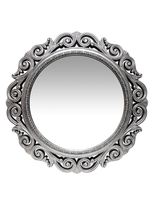 Infinity Instruments Antique Design Large 24-inch Decorative Round Wall Mirror, Silver