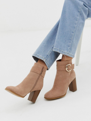 Asos Design Relay Heeled Ankle Boots In Taupe