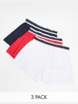 Asos Design 3 Pack Boxers In Sports Colors