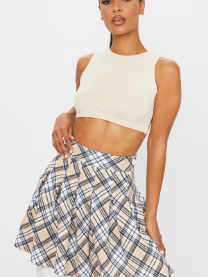 Stone Check Side Split Tennis Skirt