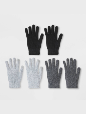 Women's 3pk Magic Gloves - Wild Fable™ Gray One Size