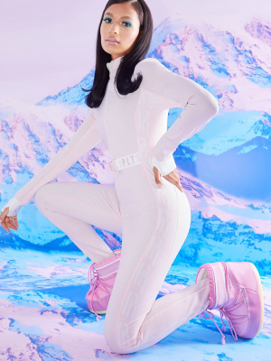 Prettylittlething Ski Pastel Pink Print Ski Suit