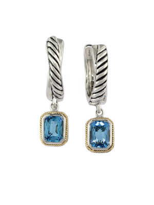 Effy 925 Sterling Silver & Gold Blue Topaz Earrings