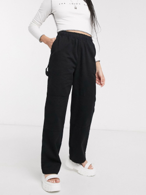 Topshop Straight Leg Utility Pants In Black