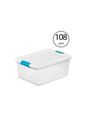 Sterilite 15 Quart Clear Plastic Stackable Storage Tote Container (108 Pack)