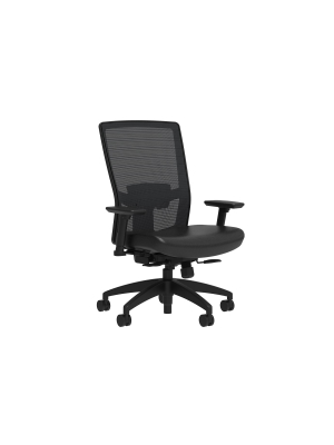 Staples Workplace Series 500 Vinyl & Mesh Task Chair Black Adj Lumbar 2d Arms 2846129