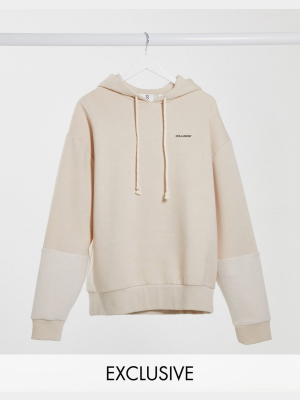 Collusion Unisex Oversized Hoodie With Reverse Fabric Detail In Ecru
