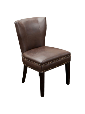 Jackie Leather Accent Dining Chair Brown - Christopher Knight Home