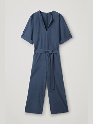 Open V-neck Cotton Jumpsuit