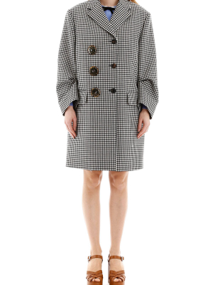 Miu Miu Houndstooth Button Detail Coat