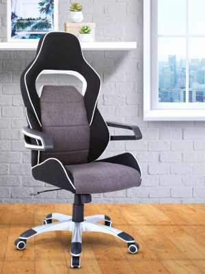 Ergonomic Upholstered Racing Style Home & Office Chair Gray/black - Techni Mobili