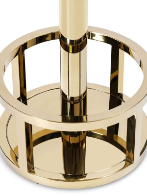 Interlude Home Drake Counter Stool - Cream Latte - Polished Brass