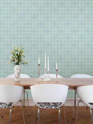 Theory Turquoise Geometric Wallpaper From The Symetrie Collection By Brewster Home Fashions