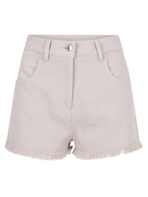 Msgm Fringed Hem Denim Shorts