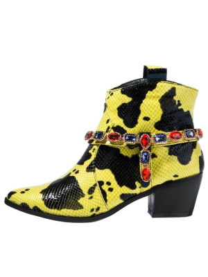 Alonddra162 Yellow Wrap Jewel Strap Western Boot