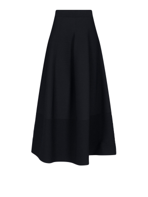 Alexander Mcqueen Ribbed-detailed Flared Midi Skirt