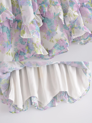 'sherman' Layered Floral Ruffle Mini Skirt