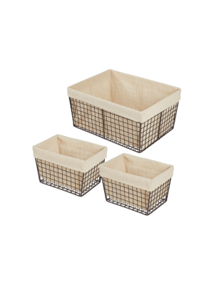 Mdesign Home Kitchen Pantry Food Storage Basket Bin, 3 Pack - Bronze/natural