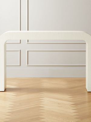 Horseshoe Ivory Lacquered Linen 52" Console Table