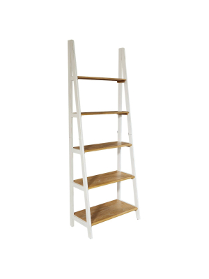 72.25" Medford Ladder Bookshelf Distressed White - Osp Home Furnishings