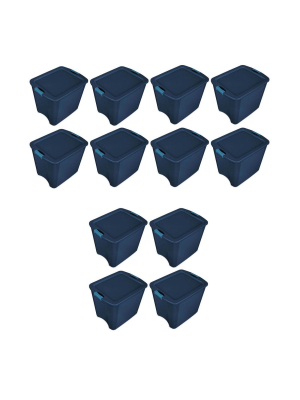 Sterilite 26 Gallon Latch And Carry Storage Tote, True Blue | 14487404 (12 Pack)
