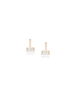 14k Diamond Baguette Studs | April Birthstone