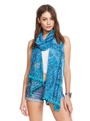 Printed Pom Pom Sarong/scarf