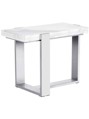 Tribecca End Table, White Marble