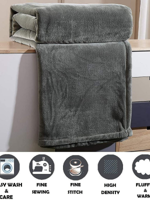 Elegant Comfort Luxury All-season Ultra Plush Solid Velour Blanket, Full/queen, Chocolate.