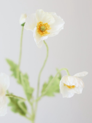 Faux Poppy Flowers In White - 23"