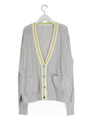 Pointelle Cardigan In Heather Grey