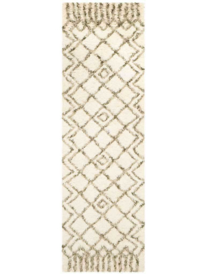 Casablanca Nomad Ivory/green Runner Rug