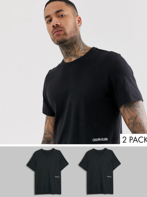 Calvin Klein Statement 1981 2 Pack Logo Crew Neck T-shirts In Black