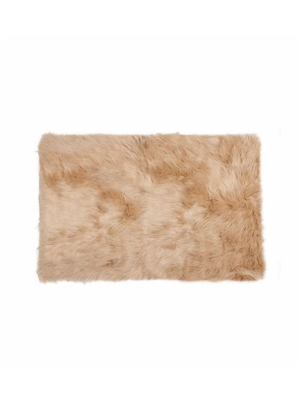 2' X 3' Tan Faux Fur Rectangular Area Rug