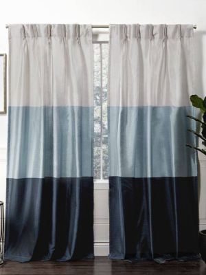 Chateau Striped Faux Silk Pinch Pleat Light Filtering Curtain Panel - Exclusive Home